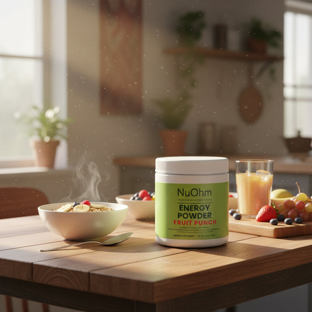 Smart Energy Powder, Fruit Punch - Sugar-Free with Caffeine - NuOhm