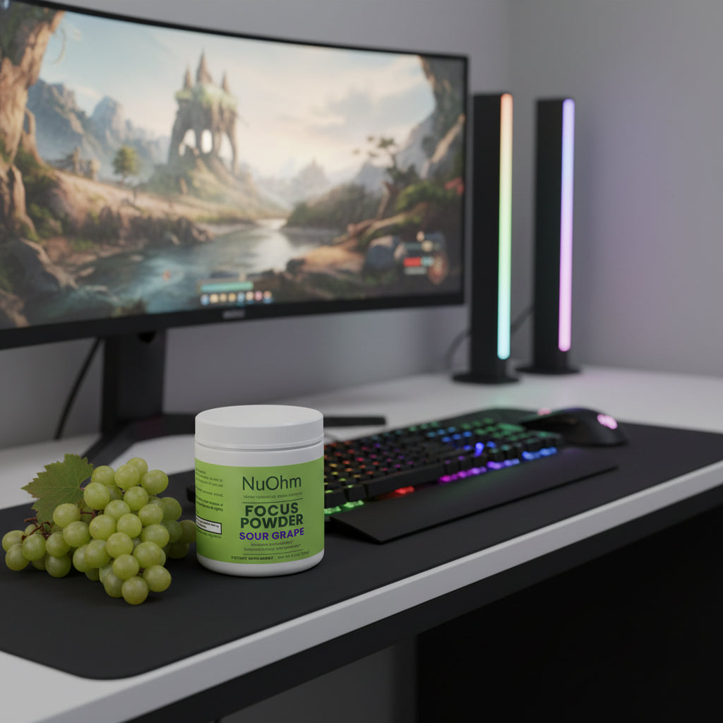 Focus Energy Powder, Sour Grape - Sugar-Free with Caffeine - NuOhm