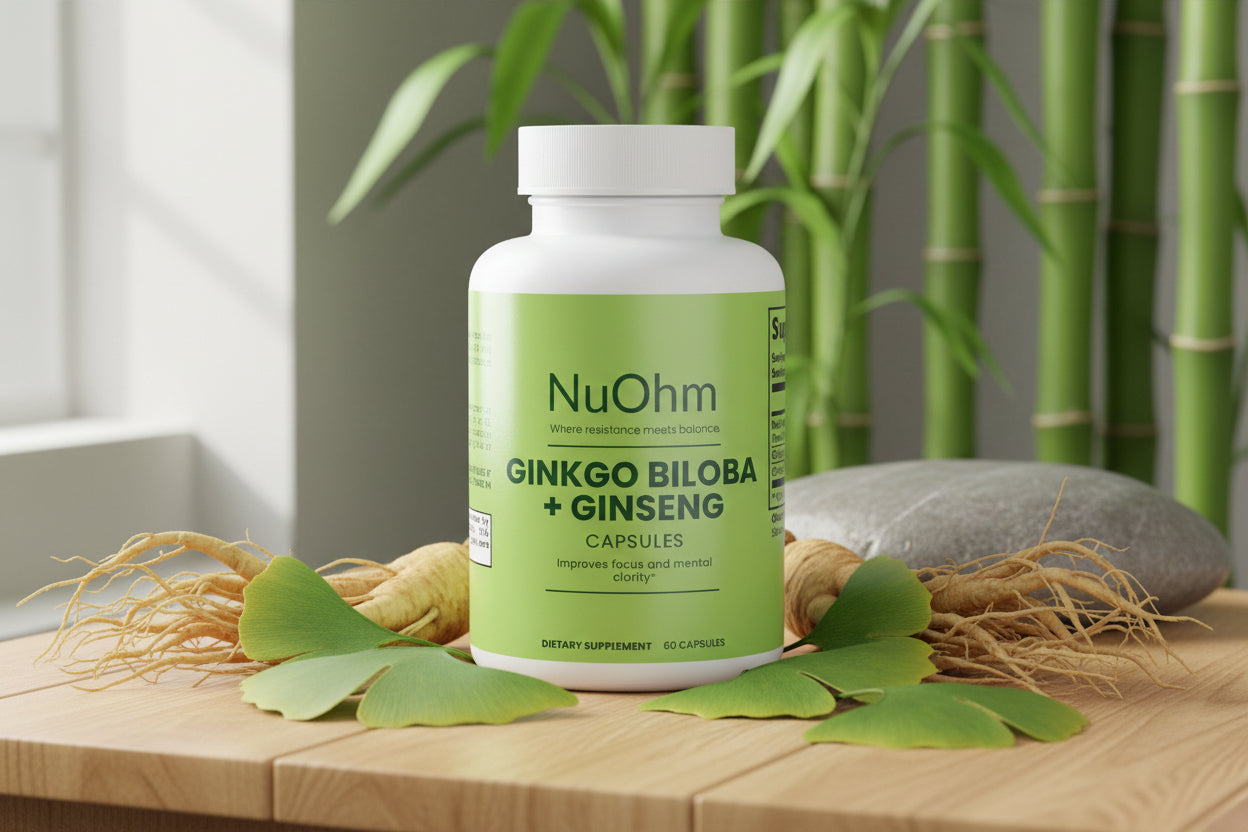Ginkgo Biloba and Ginseng - Asian Herbal Stack for Cognitive Support - NuOhm