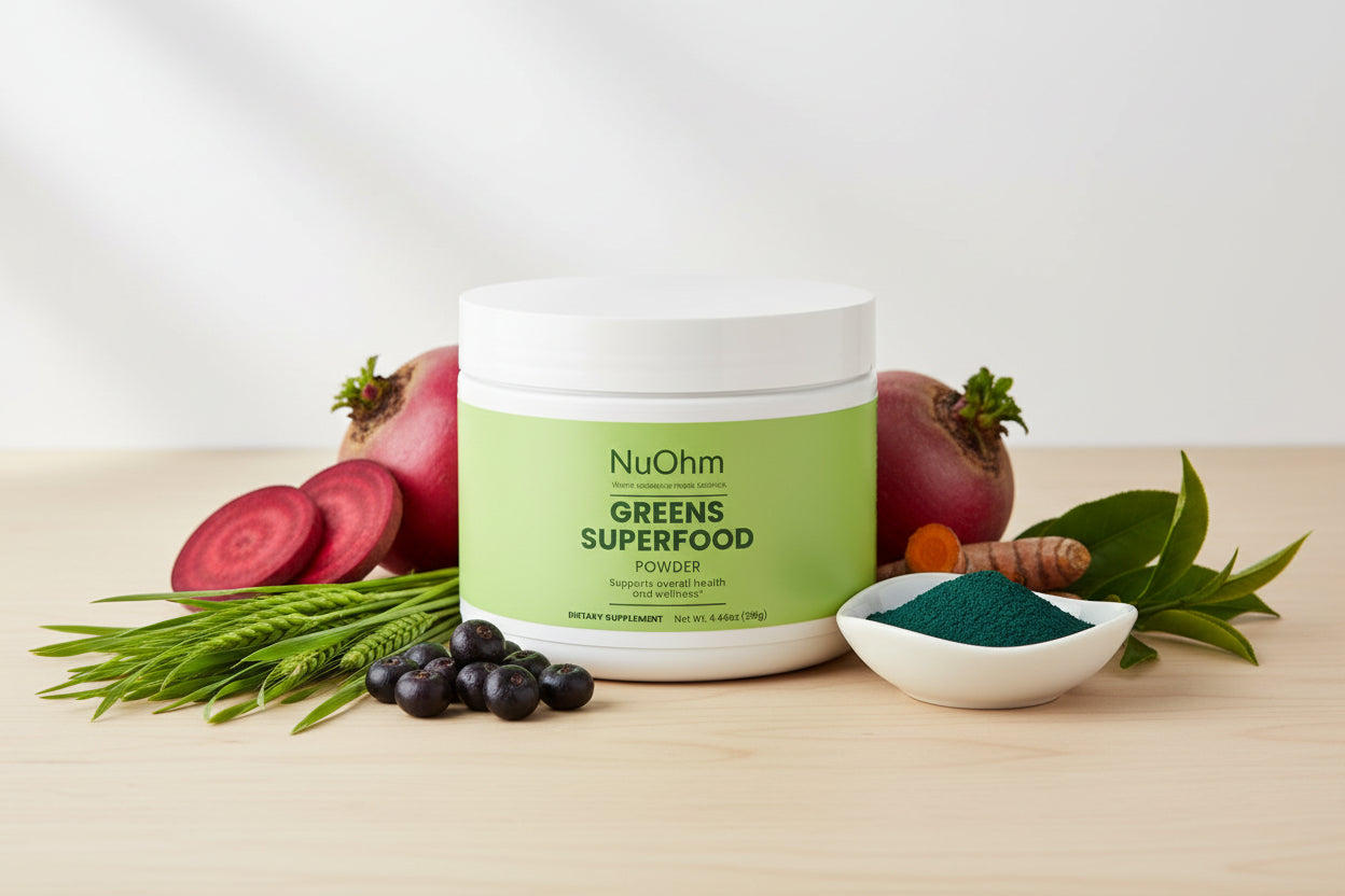 Greens Superfood Powder - Plant-Based Nutrition with Phytonutrients - NuOhm