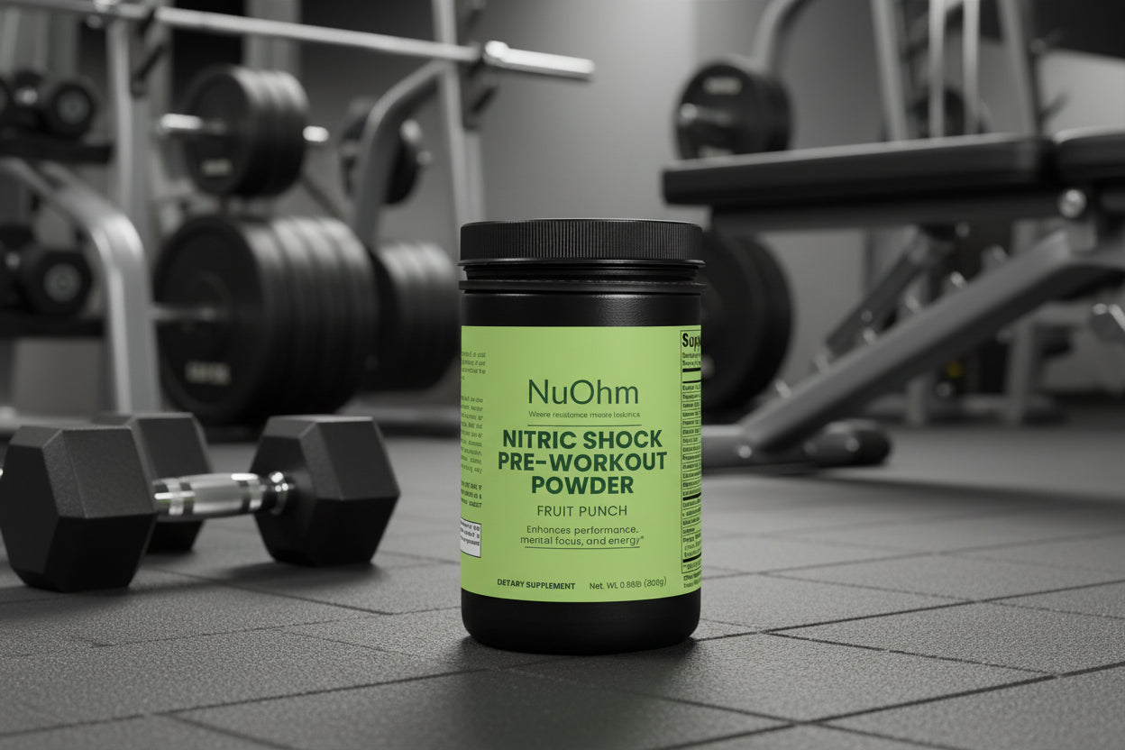 Nitric Shock Pre-Workout, Fruit Punch - Strength, Energy, Focus - NuOhm